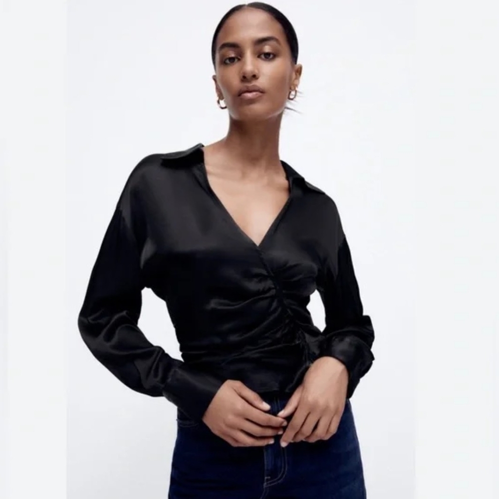 Zara Black Blouse Elegant and Versatile Top